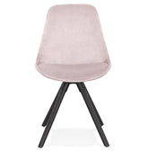 Vintage stoel 'RICKY' in roze fluweel met poten in zwart hout